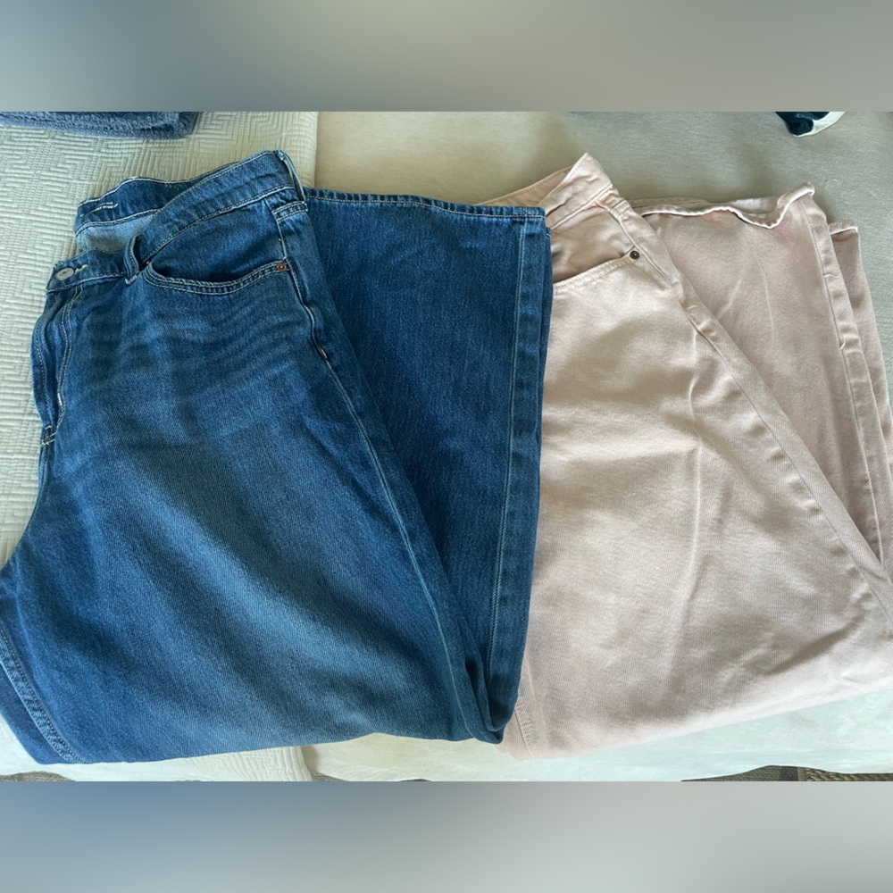 2 pairs of Old Navy Baggy Wide Leg Blue and Pink Jeans